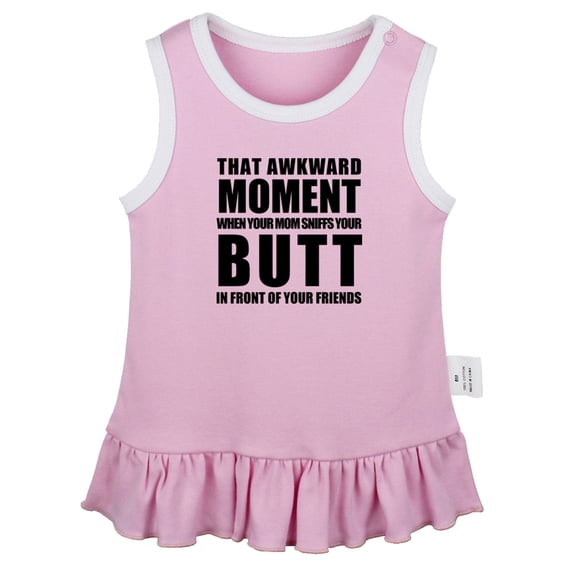 iDzn That Awkward Moment Funny Dresses For Baby, Newborn Babies Skirts, Infant Princess Dress, 0-24M Kids Graphic Clothes (Pink Sleeveless Dresses, 18-24 Months)