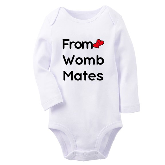 iDzn Babies From Womb Mates To Room Mates Funny Rompers, Newborn Baby Unisex Bodysuits, Infant Jumpsuits, Toddler Kids Long One-Piece Oufits