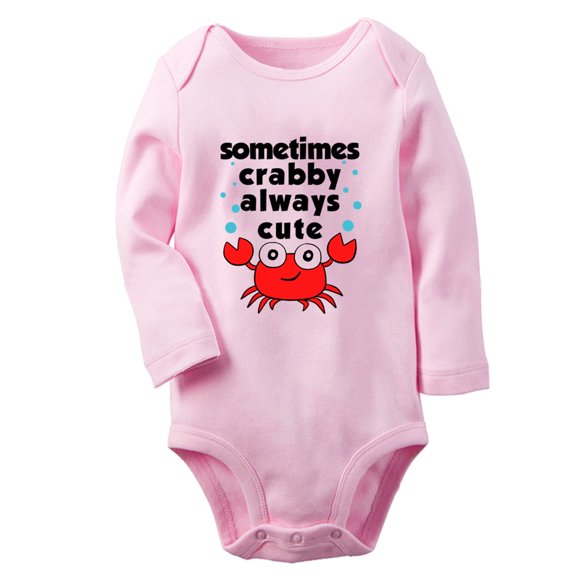 iDzn Babies Sometimes Crabby Always Cute Funny Rompers, Newborn Baby Unisex Bodysuits, Infant Jumpsuits, Toddler Kids Long One-Piece Oufits