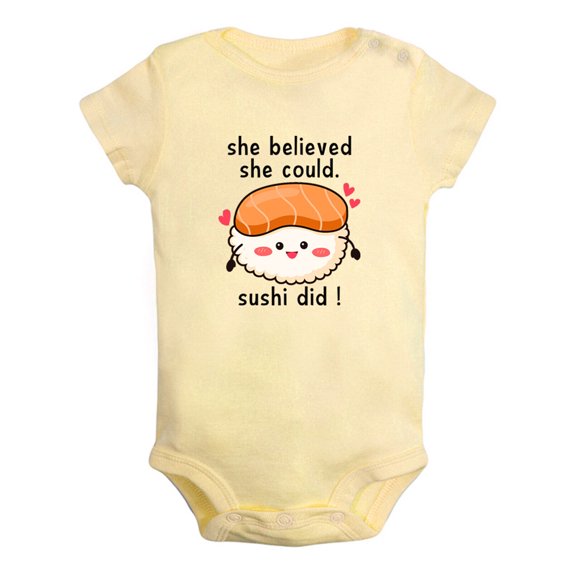 iDzn She Believed She Could Sushi Did Funny Rompers For Babies, Newborn Baby Unisex Bodysuits, Infant Jumpsuits, Toddler 0-24 Months Kids One-Piece Oufits