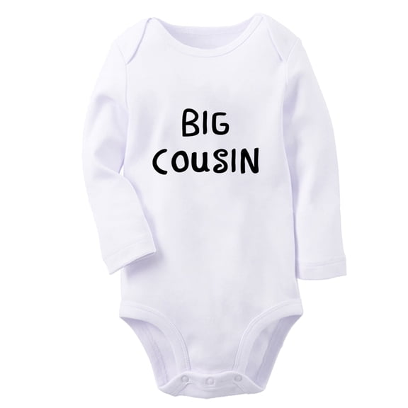 iDzn Big Cousin Funny Rompers, Newborn Baby Unisex Bodysuits, Infant Jumpsuits, Toddler Kids Long Sleeve Oufits (White, 6-12 Months)