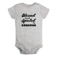 thumbnail image 1 of iDzn Blessed By God Spoiled By Grandma Funny Rompers For Babies, Newborn Baby Unisex Bodysuits, Infant Jumpsuits, Toddler 0-24 Months Kids One-Piece Oufits, 1 of 5