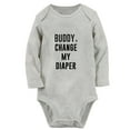 thumbnail image 1 of iDzn Buddy Change My Diaper Funny Rompers, Newborn Baby Unisex Bodysuits, Infant Jumpsuits, Toddler Kids Long Sleeve Oufits (Gray, 0-6 Months), 1 of 4