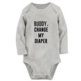 thumbnail image 1 of iDzn Buddy Change My Diaper Funny Rompers, Newborn Baby Unisex Bodysuits, Infant Jumpsuits, Toddler Kids Long Sleeve Oufits (Gray, 6-12 Months), 1 of 4