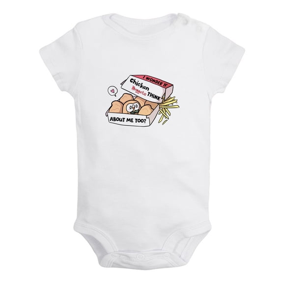 iDzn If Chicken Nuggets Think About me Too Funny Rompers For Babies, Newborn Baby Unisex Bodysuits, Infant Jumpsuits, Toddler 0-24 Months Kids One-Piece Oufits