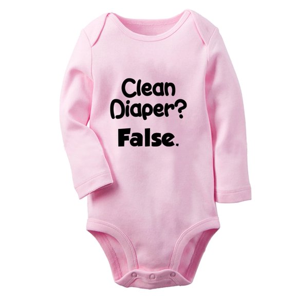 iDzn Clean Diaper False Funny Rompers, Newborn Baby Unisex Bodysuits, Infant Jumpsuits, Toddler Kids Long Sleeve Oufits (Pink, 6-12 Months)