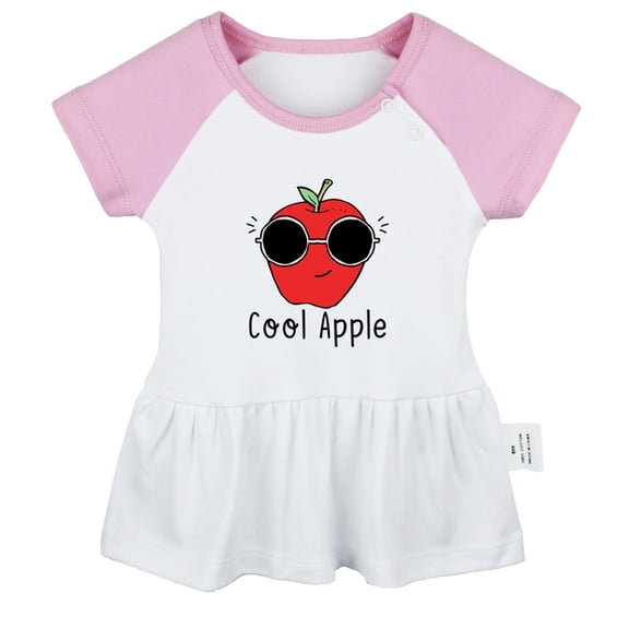 iDzn Cool Apple Funny Dresses For Baby, Newborn Babies Skirts, Infant Princess Dress, 0-24M Kids Graphic Clothes (Pink Raglan Dresses, 12-18 Months)