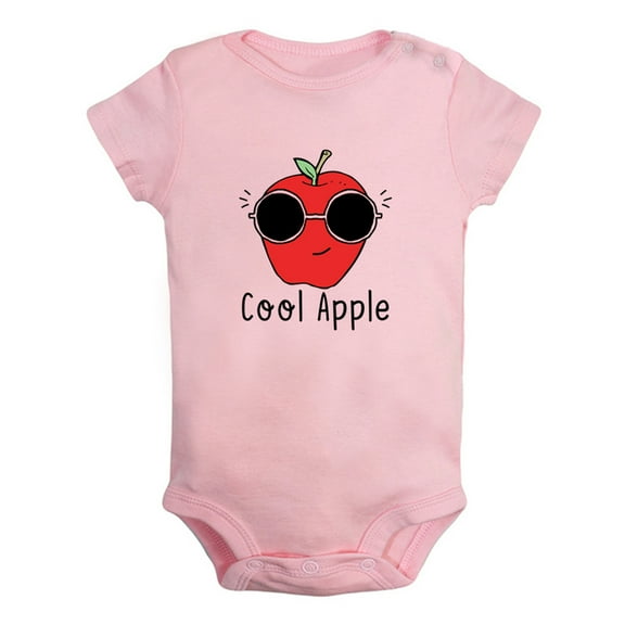 iDzn Cool Apple Funny Rompers For Babies, Newborn Baby Unisex Bodysuits, Infant Jumpsuits, Toddler 0-12 Months Kids One-Piece Oufits (Pink, 0-6 Months)