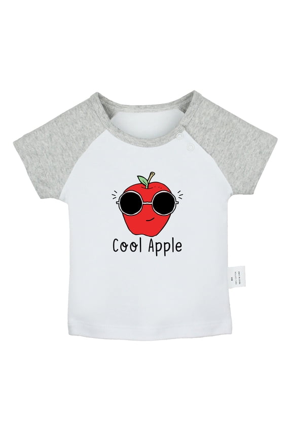 Cool Apple Funny T shirt For Baby, Newborn Babies T-shirts, Infant Tops, 0-24M Kids Graphic Tees Clothing (Short Gray Raglan T-shirt, 12-18 Months)