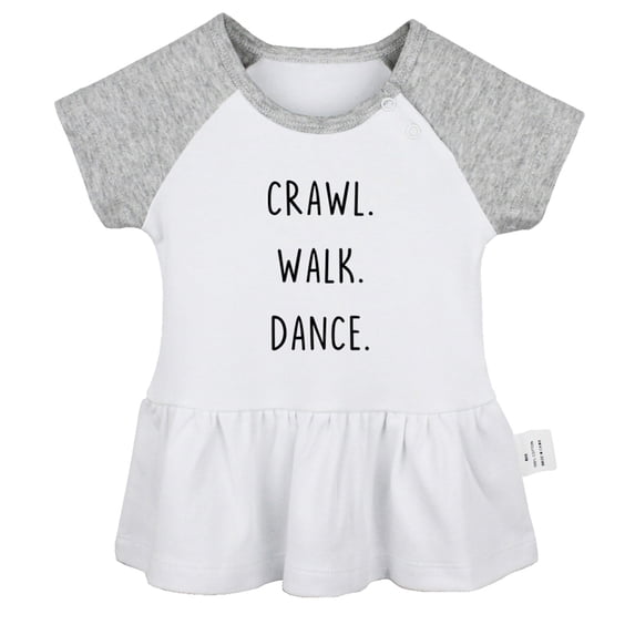 iDzn Crawl Walk Dance Funny Dresses For Baby, Newborn Babies Skirts, Infant Princess Dress, 0-24M Kids Graphic Clothes (Gray Raglan Dresses, 12-18 Months)