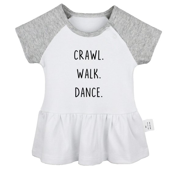 iDzn Crawl Walk Dance Funny Dresses For Baby, Newborn Babies Skirts, Infant Princess Dress, 0-24M Kids Graphic Clothes (Gray Raglan Dresses, 12-18 Months)