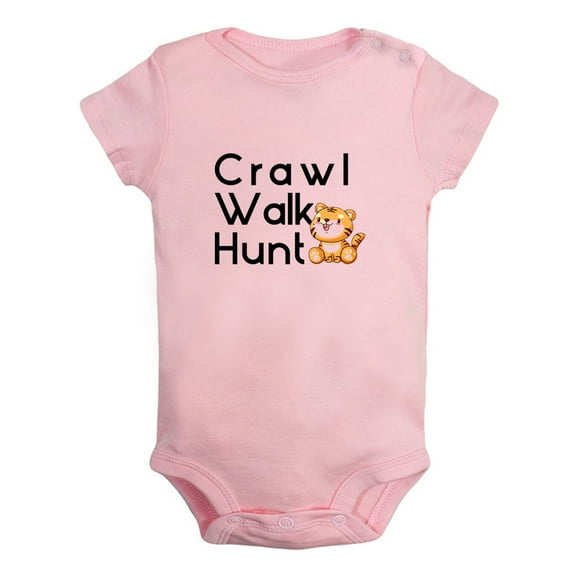 iDzn Crawl Walk Hunt Funny Rompers For Babies, Newborn Baby Unisex Bodysuits, Infant Jumpsuits, Toddler 0-24 Months Kids One-Piece Oufits