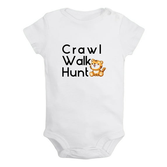 iDzn Crawl Walk Hunt Funny Rompers For Babies, Newborn Baby Unisex Bodysuits, Infant Jumpsuits, Toddler 0-24 Months Kids One-Piece Oufits