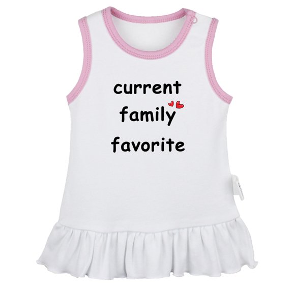 iDzn Current Family Favorite Funny Dresses For Baby, Newborn Babies Skirts, Infant Princess Dress, 0-24M Kids Graphic Clothes (White Sleeveless Dresses, 12-18 Months)
