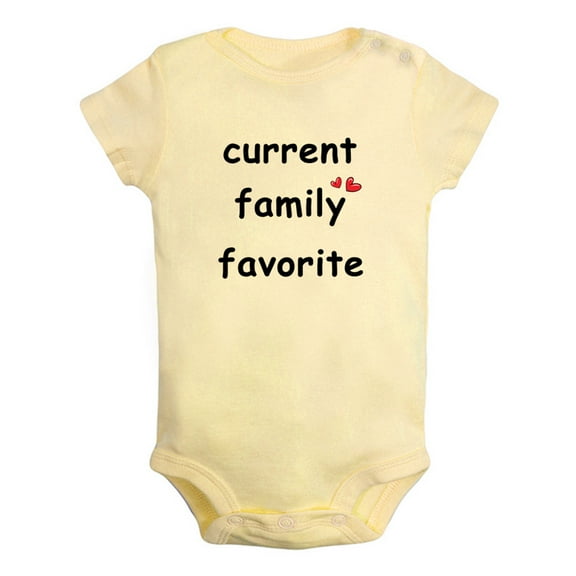 iDzn Current Family Favorite Funny Rompers For Babies, Newborn Baby Unisex Bodysuits, Infant Jumpsuits, Toddler 0-12 Months Kids One-Piece Oufits (Yellow, 0-6 Months)