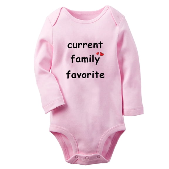 iDzn Current Family Favorite Funny Rompers, Newborn Baby Unisex Bodysuits, Infant Jumpsuits, Toddler Kids Long Sleeve Oufits (Pink, 0-6 Months)