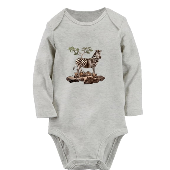 iDzn I'm Cute Funny Rompers, Newborn Baby Unisex Bodysuits, Infant Animal Zebra Graphic Jumpsuits, Toddler Kids Long Sleeve Oufits (Gray, 6-12 Months)