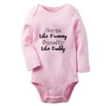 thumbnail image 1 of iDzn Cute Like Mommy Smelly Like Daddy Funny Rompers, Newborn Baby Unisex Bodysuits, Infant Jumpsuits, Toddler Kids Long Sleeve Oufits (Pink, 6-12 Months), 1 of 5