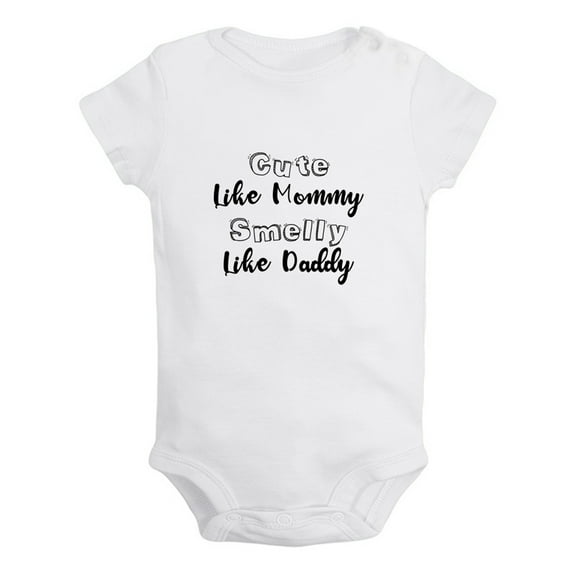 iDzn Cute Like Mommy Smelly Like Daddy Funny Rompers For Babies, Newborn Baby Unisex Bodysuits, Infant Jumpsuits, Toddler 0-24 Months Kids One-Piece Oufits