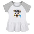 thumbnail image 1 of iDzn Cutest Critter In The Forest Funny Dresses For Baby, Newborn Babies Skirts, Infant Princess Dress, 0-24M Kids Graphic Clothes (Gray Raglan Dresses, 0-6 Months), 1 of 5