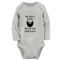 iDzn® My Dad's Beard Is Better Than Yours Funny Rompers, Newborn Baby Unisex Bodysuits, Infant Jumpsuits, Toddler Kids Long Sleeve Oufits (Gray, 6-12 Months)