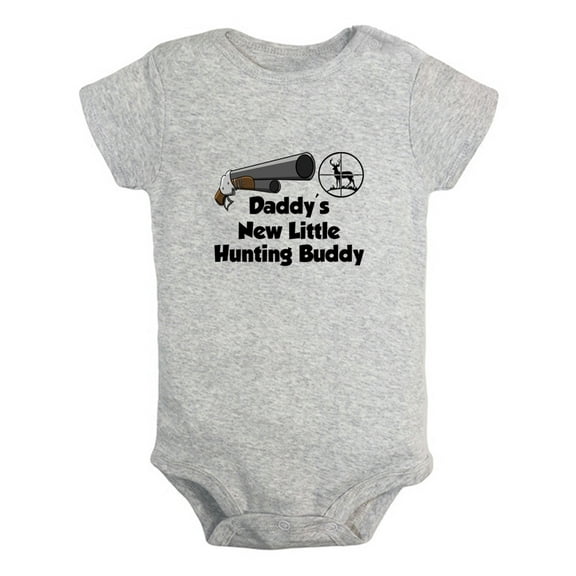iDzn Daddy's New Little Hunting Buddy Funny Rompers For Babies, Newborn Baby Unisex Bodysuits, Infant Jumpsuits, Toddler 0-24 Months Kids One-Piece Oufits