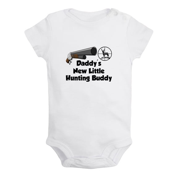 iDzn Daddy's New Little Hunting Buddy Funny Rompers For Babies, Newborn Baby Unisex Bodysuits, Infant Jumpsuits, Toddler 0-24 Months Kids One-Piece Oufits