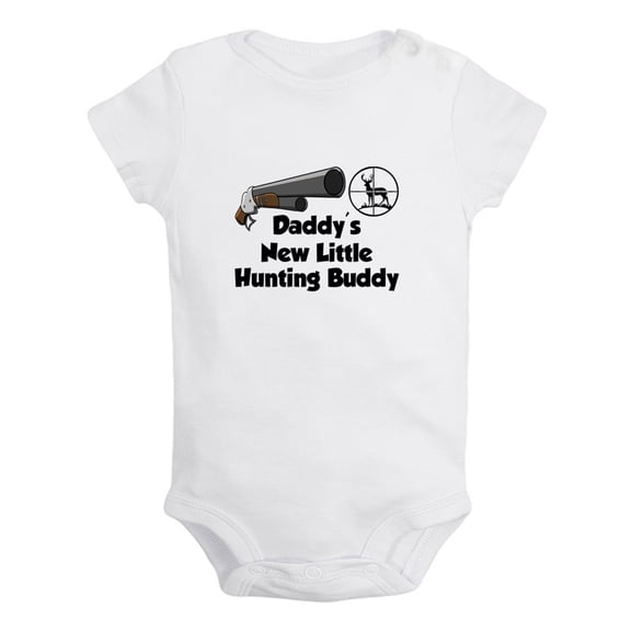 iDzn Daddy's New Little Hunting Buddy Funny Rompers For Babies, Newborn Baby Unisex Bodysuits, Infant Jumpsuits, Toddler 0-24 Months Kids One-Piece Oufits
