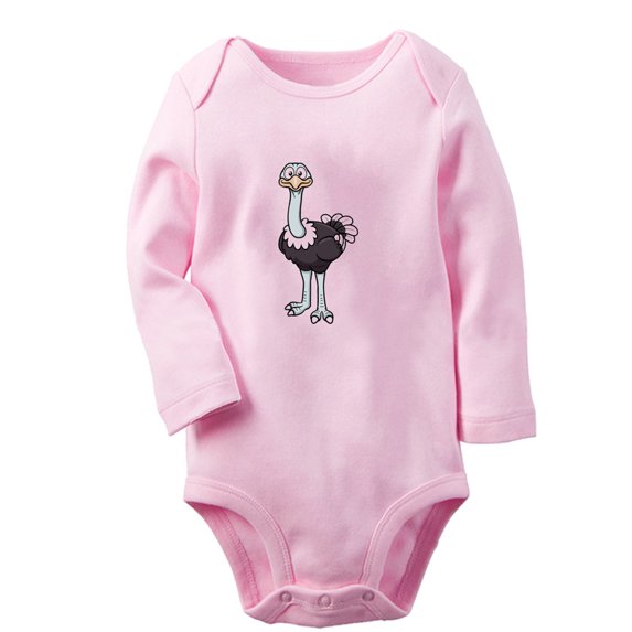 iDzn Do You Have Milk Funny Rompers, Newborn Baby Unisex Bodysuits, Infant Animal Ostrich Graphic Jumpsuits, Toddler Kids Long Sleeve Oufits (Pink, 0-6 Months)