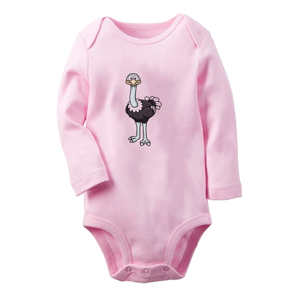 iDzn Do You Have Milk Funny Rompers, Newborn Baby Unisex Bodysuits, Infant Animal Ostrich Graphic Jumpsuits, Toddler Kids Long Sleeve Oufits (Pink, 6-12 Months)