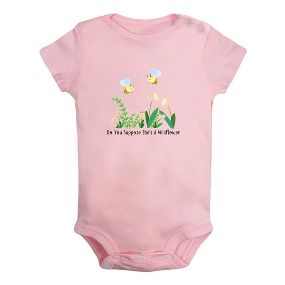 iDzn Do You Suppose She's A Wildflower Funny Rompers For Babies, Newborn Baby Unisex Bodysuits, Infant Jumpsuits, Toddler 0-12 Months Kids One-Piece Oufits (Pink, 0-6 Months)
