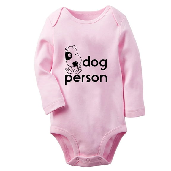 iDzn Dog Person Funny Rompers, Newborn Baby Unisex Bodysuits, Infant Jumpsuits, Toddler Kids Long Sleeve Oufits (Pink, 0-6 Months)