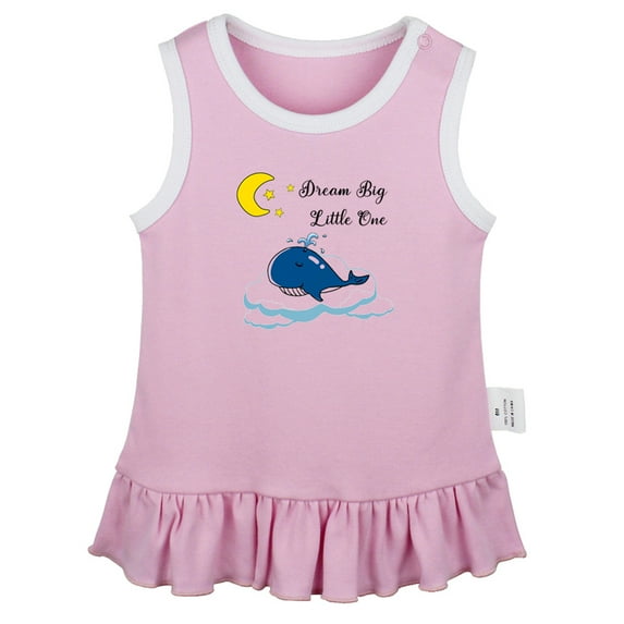iDzn Dream Big Little One Funny Dresses For Baby, Newborn Babies Skirts, Infant Princess Dress, 0-24M Kids Graphic Clothes (Pink Sleeveless Dresses, 18-24 Months)