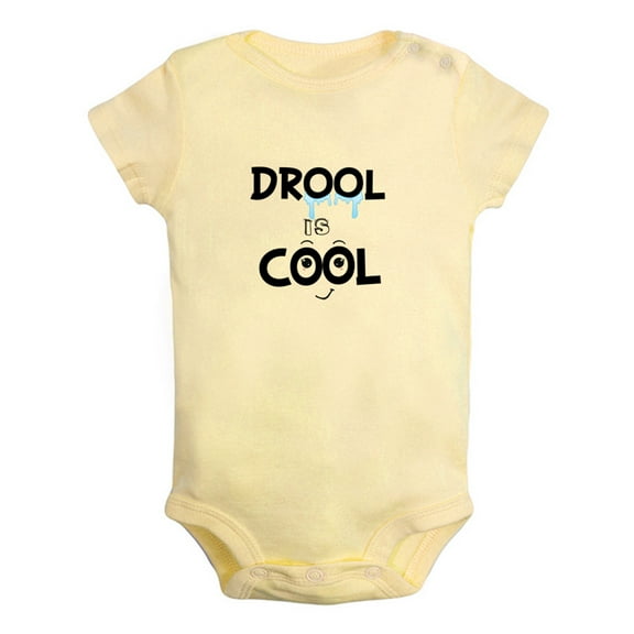 iDzn Drool is Cool Funny Rompers For Babies, Newborn Baby Unisex Bodysuits, Infant Jumpsuits, Toddler 0-12 Months Kids One-Piece Oufits (Yellow, 0-6 Months)
