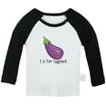 thumbnail image 1 of iDzn E is For Eggplant Funny T shirt For Baby, Newborn Babies T-shirts, Infant Tops, 0-24M Kids Graphic Tees Clothing (Long Black Raglan T-shirt, 0-6 Months), 1 of 5