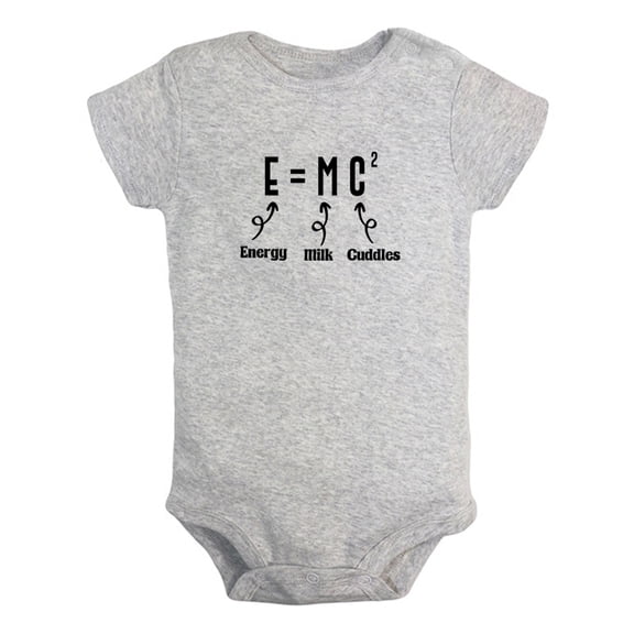 iDzn E=MC2 Energy Milk Cuddles Funny Rompers For Babies, Newborn Baby Unisex Bodysuits, Infant Jumpsuits, Toddler 0-12 Months Kids One-Piece Oufits (Gray, 12-18 Months)