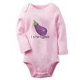 thumbnail image 1 of iDzn E is For Eggplant Funny Rompers, Newborn Baby Unisex Bodysuits, Infant Jumpsuits, Toddler Kids Long Sleeve Oufits (Pink, 6-12 Months), 1 of 4