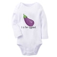 thumbnail image 1 of iDzn E is For Eggplant Funny Rompers, Newborn Baby Unisex Bodysuits, Infant Jumpsuits, Toddler Kids Long Sleeve Oufits (White, 0-6 Months), 1 of 5