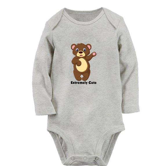 iDzn Extremenly Cute Funny Rompers, Newborn Baby Unisex Bodysuits, Infant Animal Bear Graphic Jumpsuits, Toddler Kids Long Sleeve Oufits (Gray, 6-12 Months)