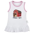 thumbnail image 1 of iDzn Farm Boy Red Barn Pattern Dresses For Baby, Newborn Babies Skirts, Infant Princess Dress, 0-24M Kids Graphic Clothes (White Sleeveless Dresses, 0-6 Months), 1 of 4
