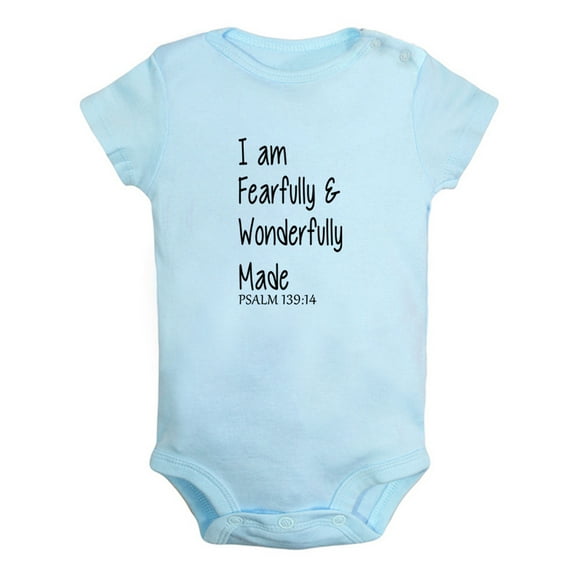 iDzn I'm Fearfully and Wonderfully Made Funny Rompers For Babies, Newborn Baby Unisex Bodysuits, Infant Jumpsuits, Toddler 0-12 Months Kids One-Piece Oufits (Blue, 6-12 Months)