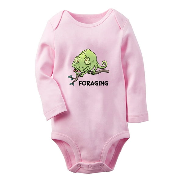 iDzn Foraging Funny Rompers, Newborn Baby Unisex Bodysuits, Infant Animal Lizard Graphic Jumpsuits, Toddler Kids Long Sleeve Oufits (Pink, 6-12 Months)