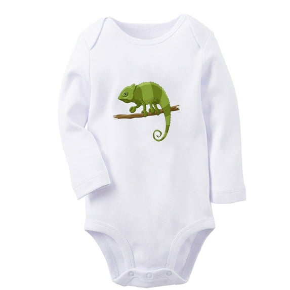 iDzn Foraging Funny Rompers, Newborn Baby Unisex Bodysuits, Infant Animal Lizard Graphic Jumpsuits, Toddler Kids Long Sleeve Oufits (White, 6-12 Months)