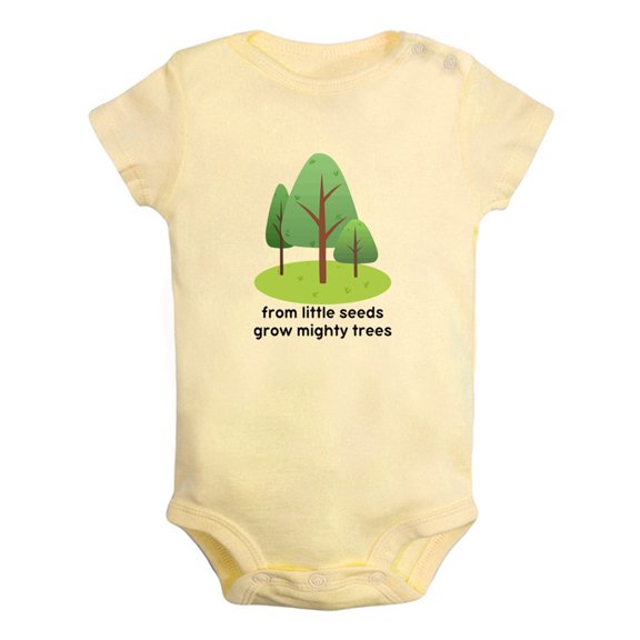 iDzn From Little Seeds Grow Mighty Trees Funny Rompers For Babies, Newborn Baby Unisex Bodysuits, Infant Jumpsuits, Toddler 0-12 Months Kids One-Piece Oufits (Yellow, 18-24 Months)