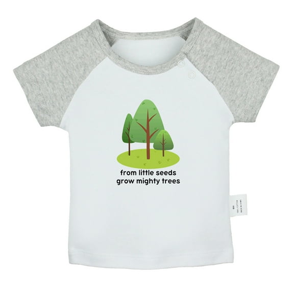 iDzn From Little Seeds Grow Mighty Trees Funny T shirt For Baby, Newborn Babies T-shirts, Infant Tops, 0-24M Kids Graphic Tees Clothing (Short Gray Raglan T-shirt, 12-18 Months)