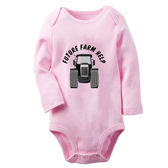 iDzn Future Farm Help Funny Rompers, Newborn Baby Unisex Bodysuits, Infant Jumpsuits, Toddler Kids Long Sleeve Oufits (Pink, 0-6 Months)