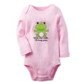 thumbnail image 1 of iDzn Give Me Milk I'll Hug You Funny Rompers, Newborn Baby Unisex Bodysuits, Infant Animal Frog Graphic Jumpsuits, Toddler Kids Long Sleeve Oufits (Pink, 6-12 Months), 1 of 4