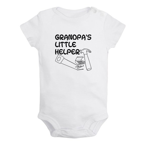 iDzn Grandpa's Little Helper Funny Rompers For Babies, Newborn Baby Unisex Bodysuits, Infant Jumpsuits, Toddler 0-24 Months Kids One-Piece Oufits