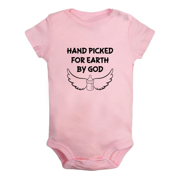 iDzn Hand Picked for Earth by God Funny Rompers For Babies, Newborn Baby Unisex Bodysuits, Infant Jumpsuits, Toddler 0-24 Months Kids One-Piece Oufits