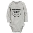 thumbnail image 1 of iDzn Hand Picked for Earth by PAPA Funny Rompers, Newborn Baby Unisex Bodysuits, Infant Jumpsuits, Toddler Kids Long Sleeve Oufits (Gray, 6-12 Months), 1 of 5